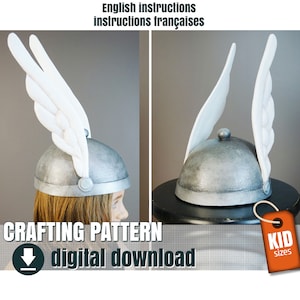 Patrón para espuma eva, casco galo para niños, PDF descargable, FR + EN