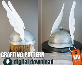 Patrón para espuma eva, casco galo para niños, PDF descargable, FR + EN