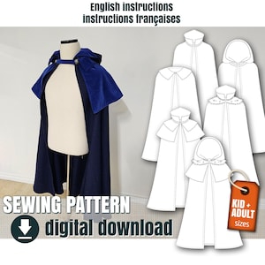 Sewing pattern, the multi-purpose cloak, downloadable PDF  FR + EN