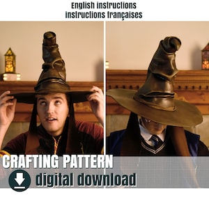 Pattern for eva foam, Grumpy Witch Hat, Downloadable PDF,  FR + EN