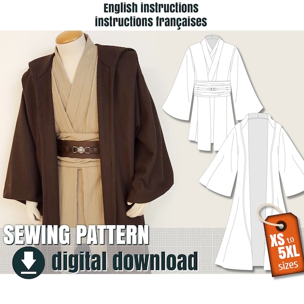 Patron de couture - BUNDLE - costume style Jedi, fichier PDF téléchargeable
