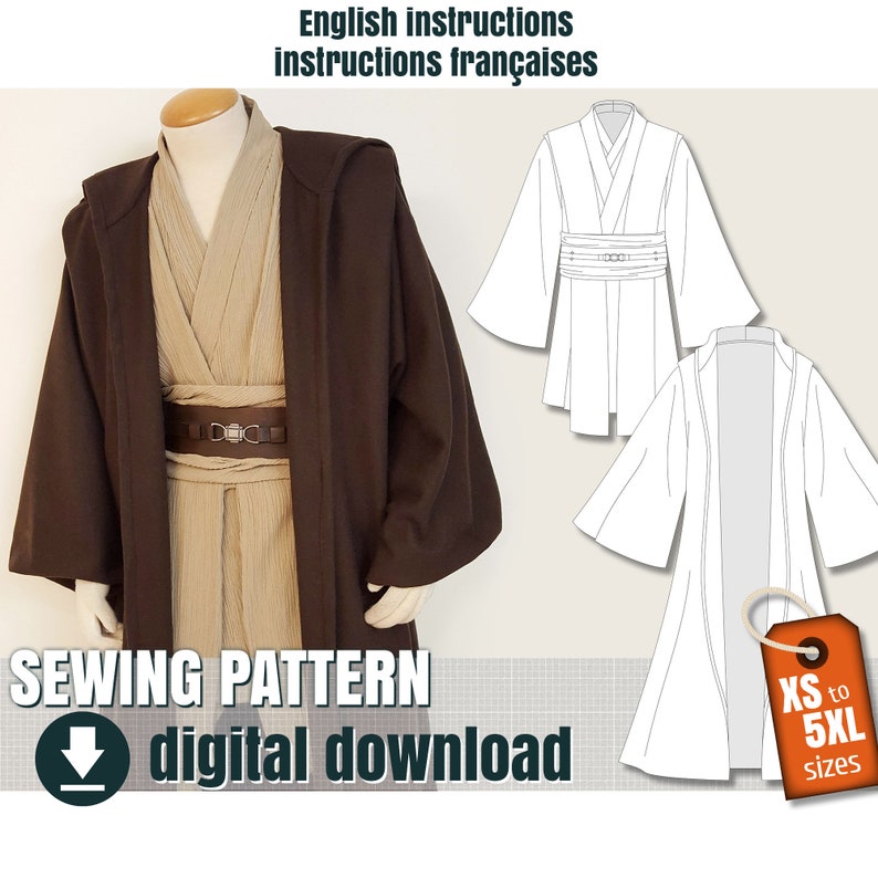 Sewing Pattern BUNDLE Jedi Style Costume, Downloadable PDF File image 1