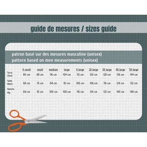 May include: A size chart for men's clothing with measurements in centimeters for the torso, chest, waist, and hip. The chart includes sizes from X-Small to 5X-Large.