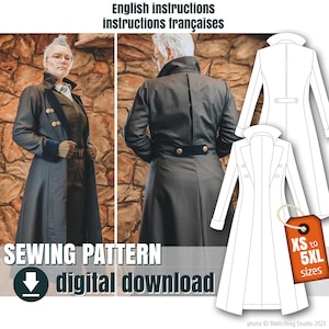 Naai patroon, gunslinger jas, downloadbaar PDF bestand, FR + EN
