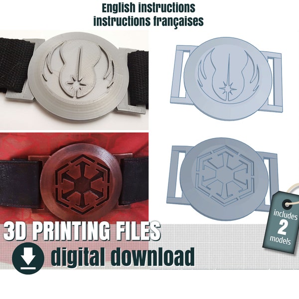 3D printing files, Belt Buckle, Jedi Order, Sith Empire