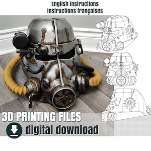 3D print file, T-45 Power Armor helmet from Fallout 4, STL file