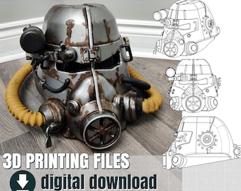 3D print file, T-45 Power Armor helmet from Fallout 4, STL file