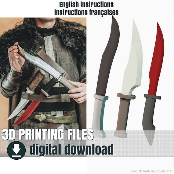 STL 3D File Rogue Daggers, 3 Fantasy Daggers for Cosplay and LARP