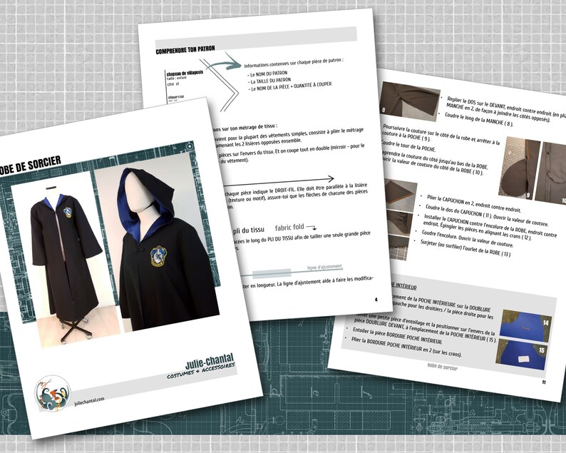 Sewing Pattern Wizard Robe for Kids and Adult Downloadable Etsy Canada