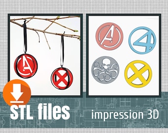3D files, tree ornament, Superheros, downloadable PDF