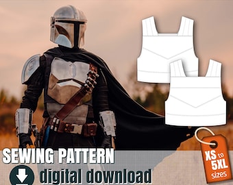Bounty hunter flak vest sewing pattern PDF, XS to 5XL unisex, sci-fi cosplay costume