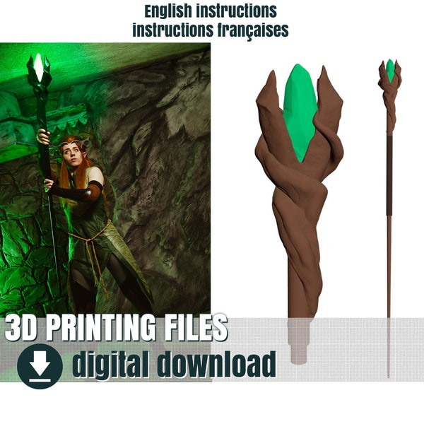 3D print file, Keyleth staff, STL file