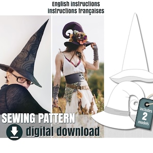 Naaipatroon, Heksenhoed, 2 verschillende modellen, downloadbaar PDF-bestand FR + EN