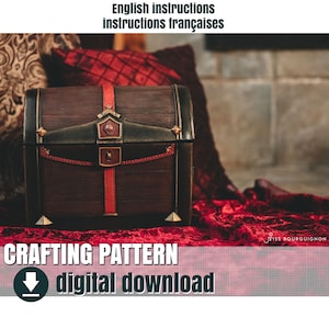 Crafting pattern, for eva foam, Treasure chest, downloadable PDF,  FR + EN
