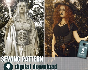 Patrón de costura, Corpiño con tirantes, 2 modelos diferentes, archivo PDF descargable FR + EN