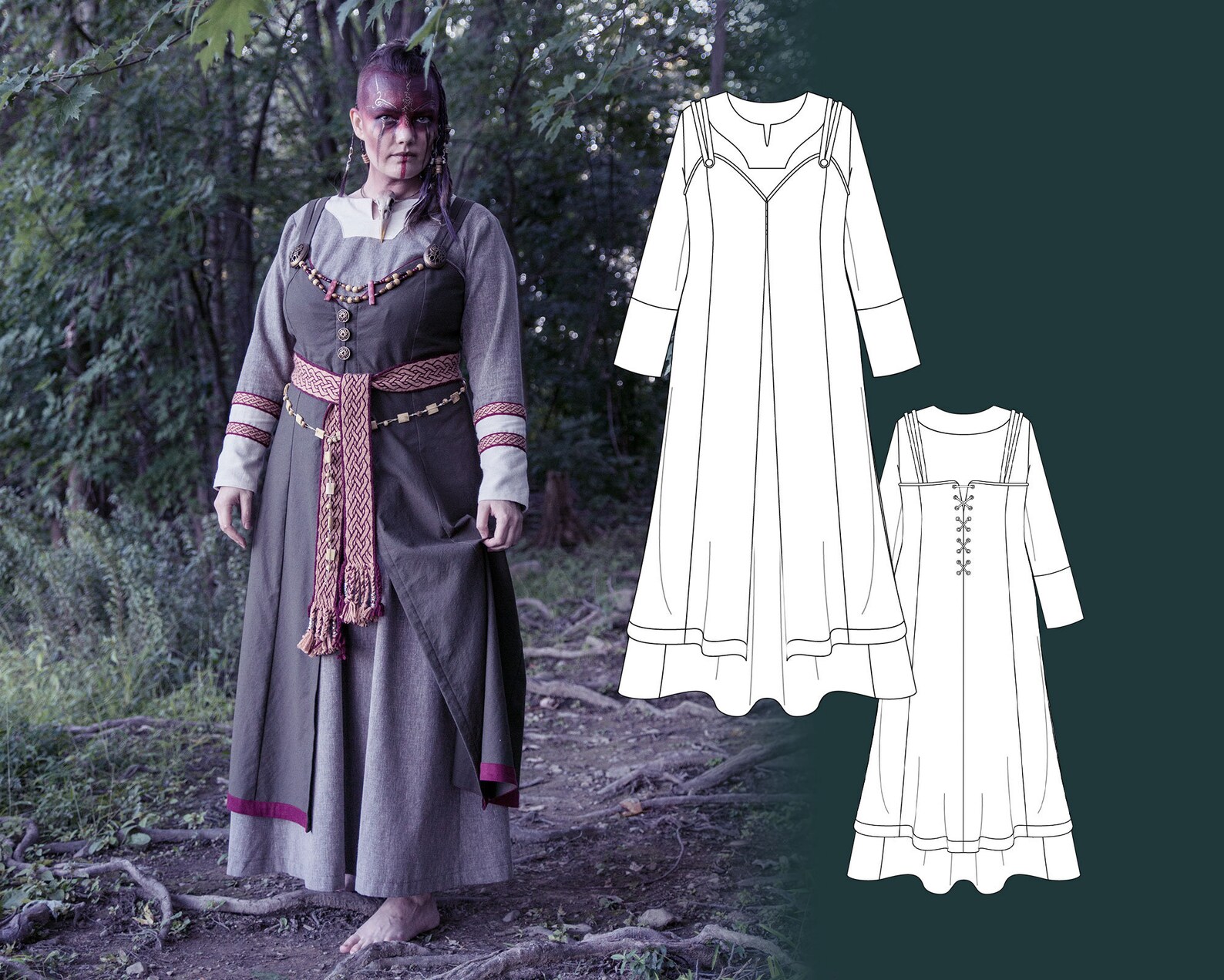 Sewing Pattern Viking Style Dress 2 Dresses 2 Different - Etsy