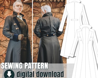 Sewing pattern, gunslinger coat, downloadable PDF file,  FR + EN