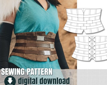 Sewing pattern, ranger corset, downloadable PDF file, FR+EN