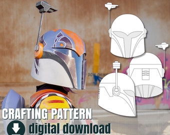 Modello per schiuma eva, solo casco mandaloriano, Sabine Wren, modello scaricabile + progetto + foto di riferimento, FR + EN
