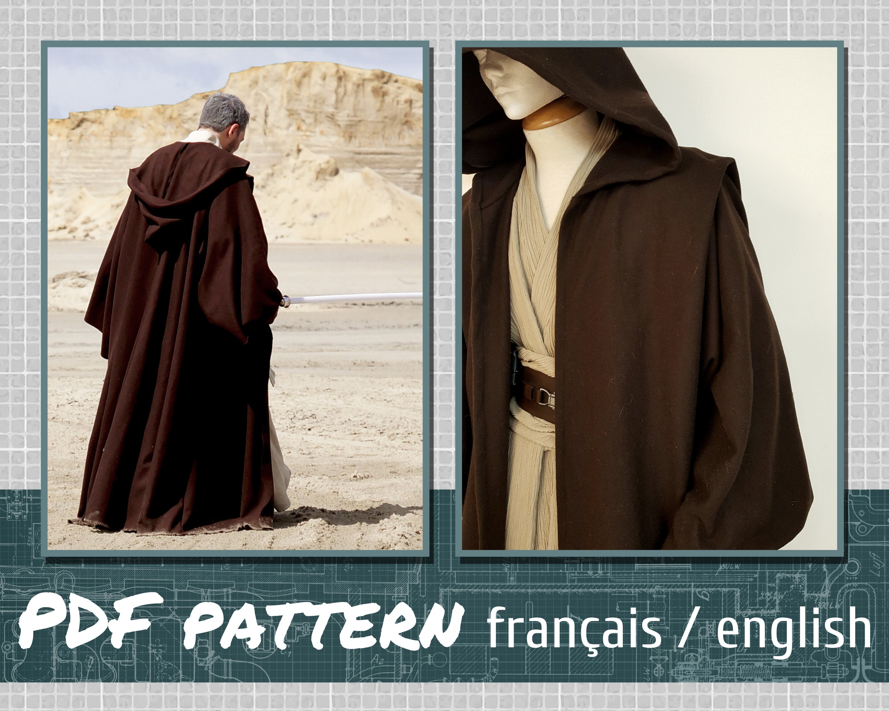 Sewing Pattern Jedi Style Outer Robe Only Cloak Obiwan Etsy