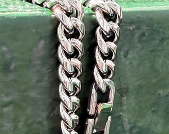 Cadena para hombre - Collar de cadena de eslabones cubanos de 8 mm / Acero inoxidable 304 resistente al agua