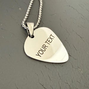 Engraved Guitar Pick Necklace: Personalized Stainless Steel Pendant