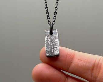 925 Sterling Silver Bar Pendant - Oxidized Rustic Finish - Jewelry Gift