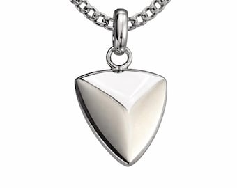 Collar con colgante de escudo de acero inoxidable – Cadena geométrica moderna