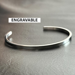 Brazalete de acero inoxidable personalizado de 3 mm - Grabado personalizado