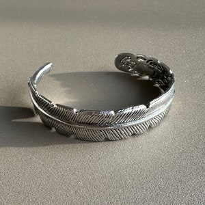 Men's Jewelry Gift:  Feather Cuff Bracelet Stainless Steel