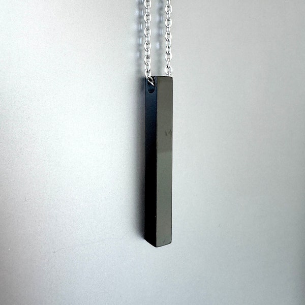 Men's Vertical 3D Bar Pendant Necklace