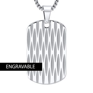 Engraved Pendant Necklace | Personalized Jewelry | Custom Silver Pendant | Dog Tag with Pattern