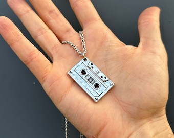 Cassette Tape Stainless Steel Pendant Necklace