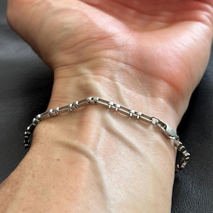 Slim Lightweight Stainless Steel Bracelet | Minimalist Everyday Jewelry | Unisex Silver Bracelet
