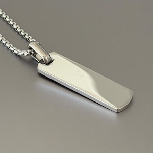 Engraved Pendant Necklace | Personalized Jewelry | Custom Silver Pendant | Rectangle Tag