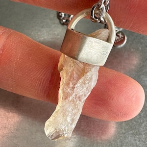 Quartz Crystal Pendant Necklace | Sterling Silver Talisman | Natural Stone Jewelry