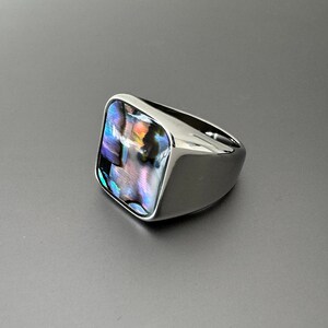 Square Shell Signet Ring, Mens Bulky Rings, Silver Rings, Fashion Ring ...