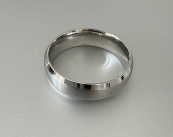 Beveled Wedding Band Ring | Polished Silver Stainless Steel | 3mm