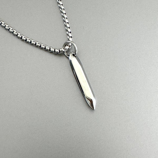 Silver Pendant Necklace | Mens Pendant | Women's Pendant | Twisted Bar Stainless