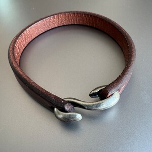 Men's Genuine Leather Bracelet with Hook, 5mm