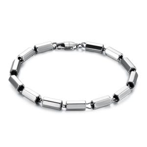 Stainless Steel Bracelet | Minimalist Everyday Jewelry | Unisex Silver Bracelet | Slim Rectangular Links