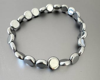 Elastisches Hämatit flaches Perlenarmband