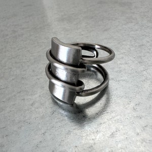 Rings for Men | Retro Ring Hammered Flat Plate with Wire