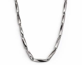 Collar de cadena de acero inoxidable de 61 cm (24") con diseño de semillas de melón para hombre – Ancho disponible: 2 mm, 3 mm, 4 mm