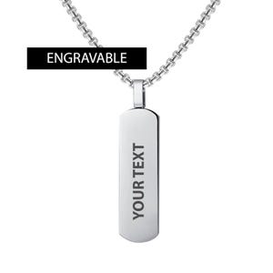 Engraved Pendant Necklace | Personalized Jewelry | Custom Silver Pendant | Rounded Silver Bar