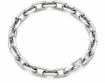 Bracciale Bold Link in acciaio inossidabile / Gioielli minimalisti / Bracciale unisex in argento / Finitura lucida