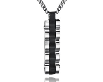 Collar con colgante de barra geométrica - Negro cromado / Acero inoxidable 316L / Resistente al agua