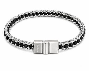 Pulsera de acero inoxidable plateado para hombre