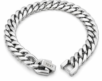 Pulsera personalizada de acero inoxidable con eslabones / Joyería minimalista para el día a día / Pulsera unisex de plata / Hebilla grabable