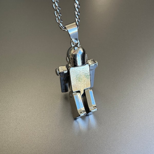 Stainless Steel Robot Pendant Necklace